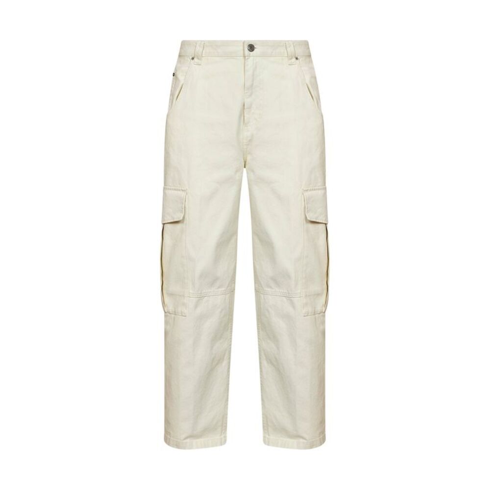 Ami Paris Men Ivory Cotton Baggy-Fit Cargo Trousers